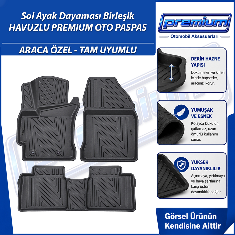 Toyota Corolla Paspas Araca Özel 2013 - 2018 Arası İçin Derin Havuzlu Premium Oto Paspas