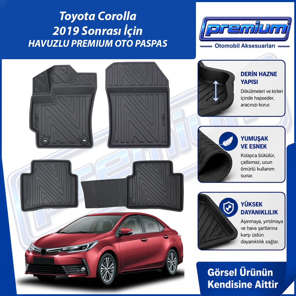 Toyota  Corolla Paspas Sedan Araca Özel 2019 Ve Sonrası Derin Havuzlu Premium Oto Paspas