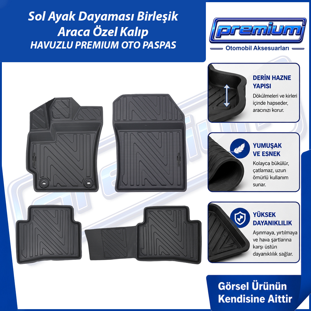 Toyota  Corolla Paspas Sedan Araca Özel 2019 Ve Sonrası Derin Havuzlu Premium Oto Paspas
