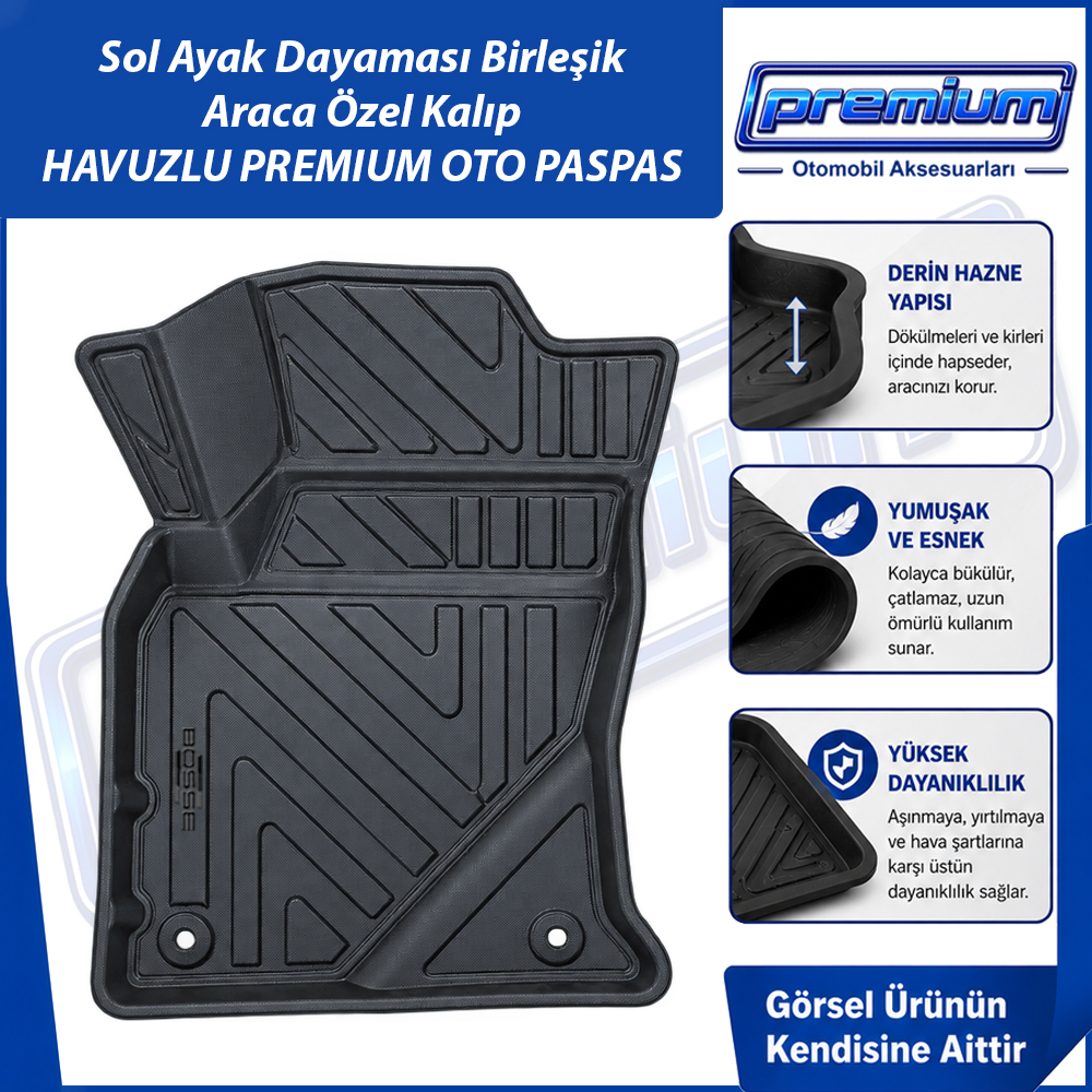 Toyota Hilux Paspas Araca Özel 2015 Sonrası İçin Derin Havuzlu Premium Oto Paspas