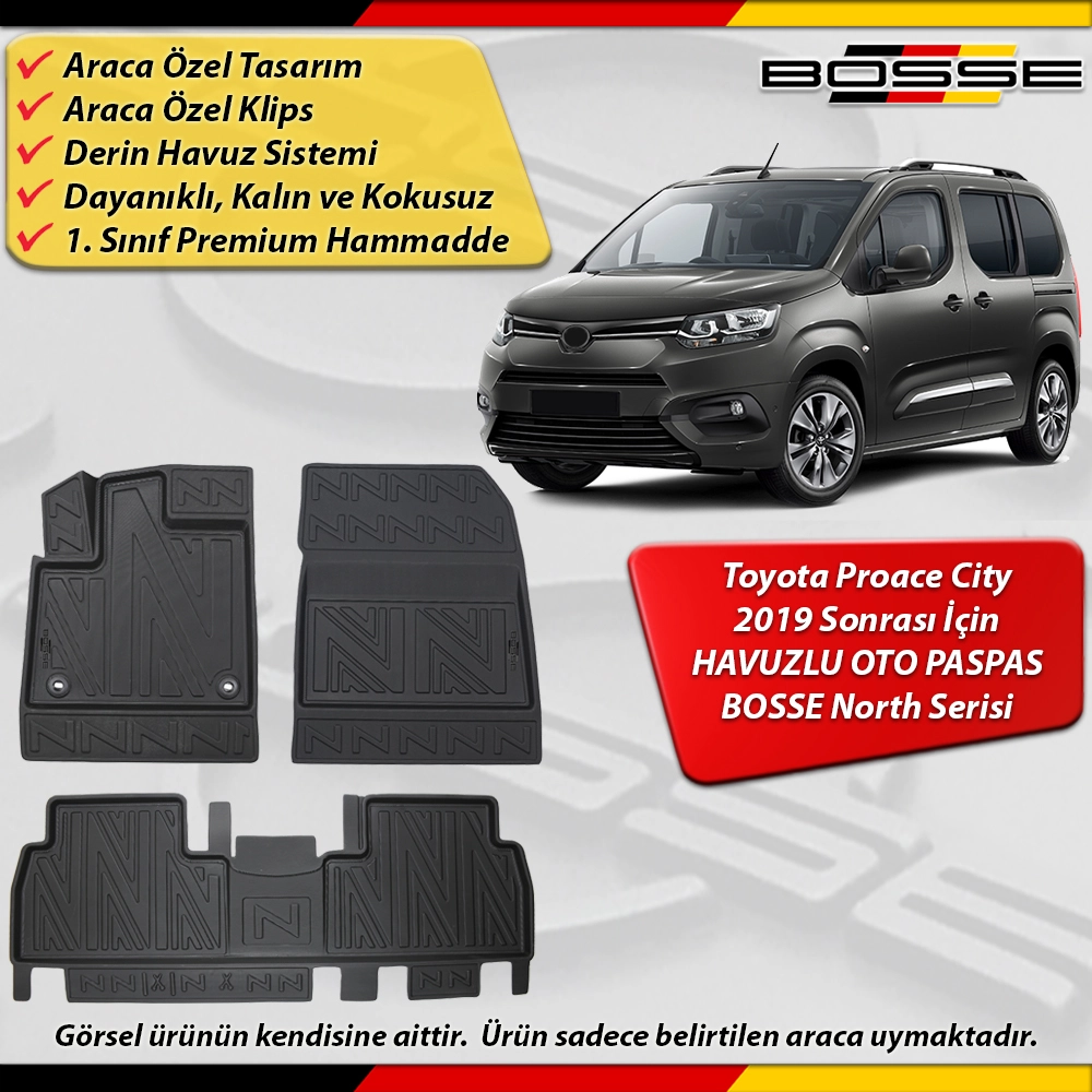Toyota Proace City Paspas Araca Özel 2019 Derin Havuzlu BOSSE North Serisi