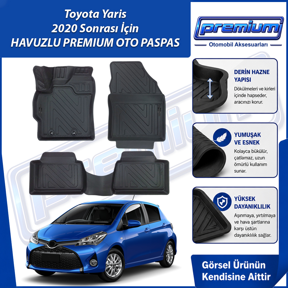 Toyota Yaris Paspas Araca Özel 2020 Sonrası İçin Derin Havuzlu Premium Oto Paspas