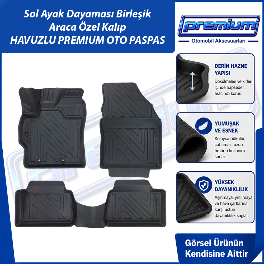 Toyota Yaris Paspas Araca Özel 2020 Sonrası İçin Derin Havuzlu Premium Oto Paspas
