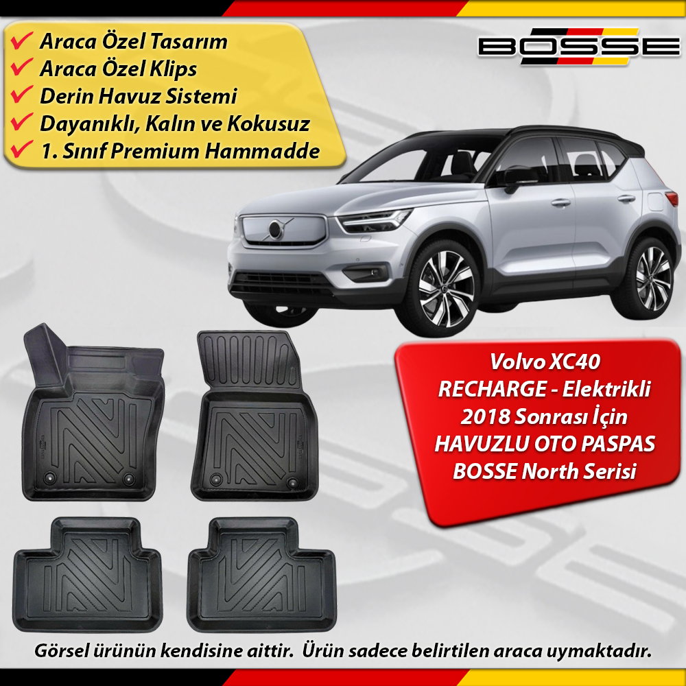 Volvo XC40 Paspas Elektrikli (Recharge) Araca Özel 2018 Ve Sonrası Derin Havuzlu North Serisi