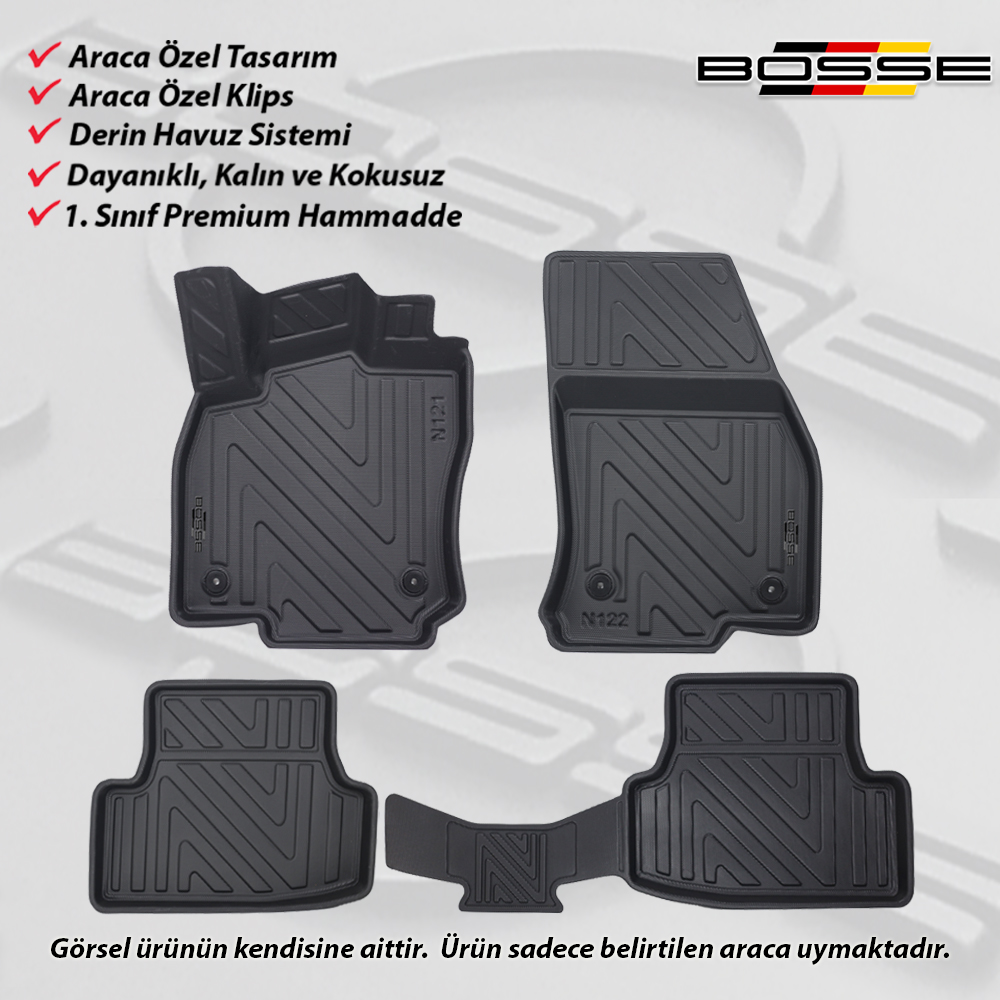 VW Golf 6 Paspas Araca Özel 2009 2012 BOSSE 3D Havuzlu Oto Paspas