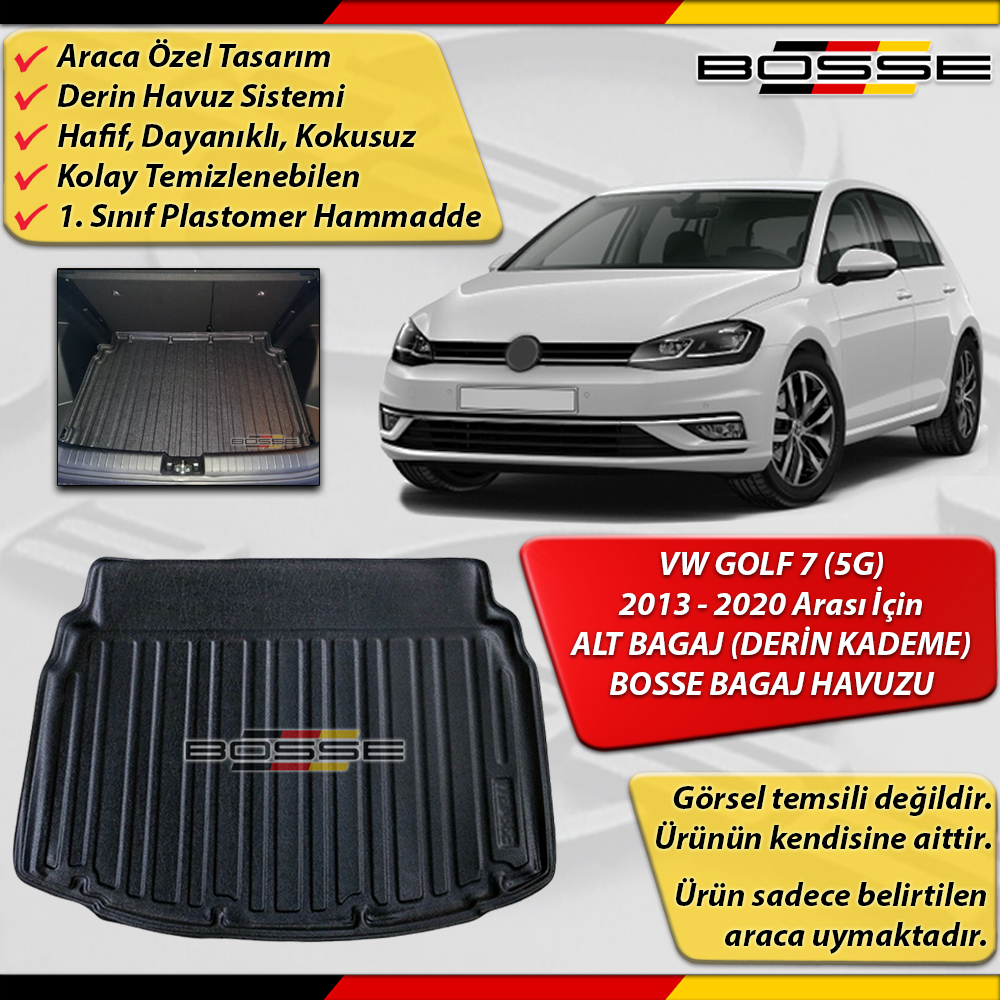 VW Golf 7 Bagaj Havuzu (5G) ALT BAGAJ (Düşük Kademe) için 2013 2020 Arası BOSSE