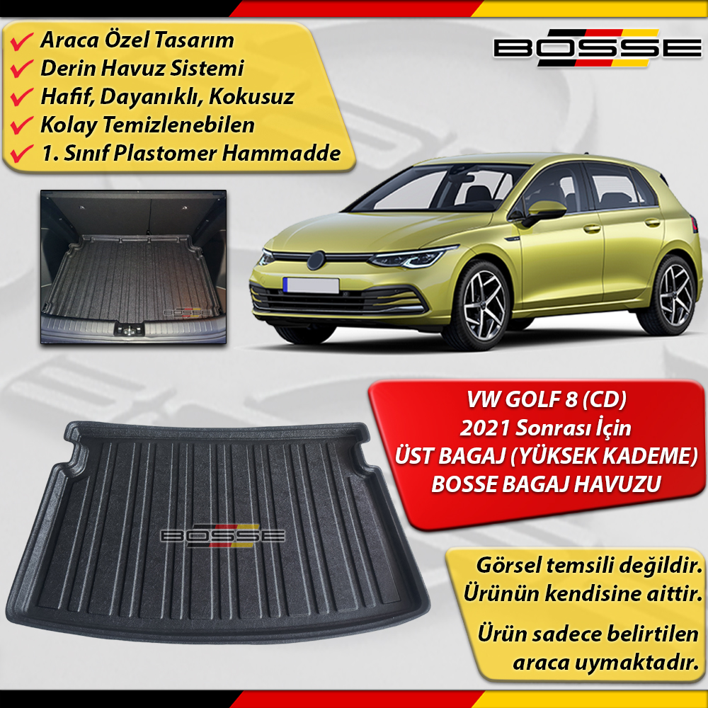 VW Golf 8 Bagaj Havuzu (CD) ÜST BAGAJ (Yüksek Kademe) İçin 2021 Sonrası BOSSE