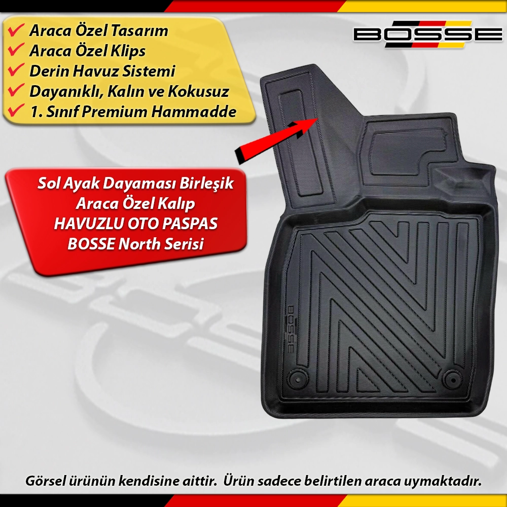 VW id-5 Paspas Araca Özel VW id5 Paspas 2021 Sonrası Derin Havuzlu BOSSE North Serisi