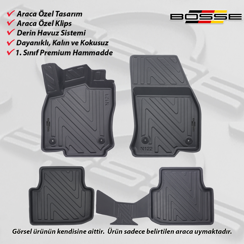 VW Passat B8 / B8.5 Paspas Araca Özel 2015 - 2025 BOSSE 3D Havuzlu Oto Paspas