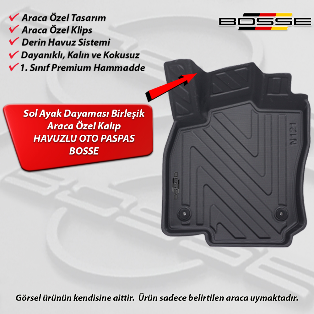 VW Scirocco Paspas Araca Özel 2008 2017 BOSSE 3D Havuzlu Oto Paspas