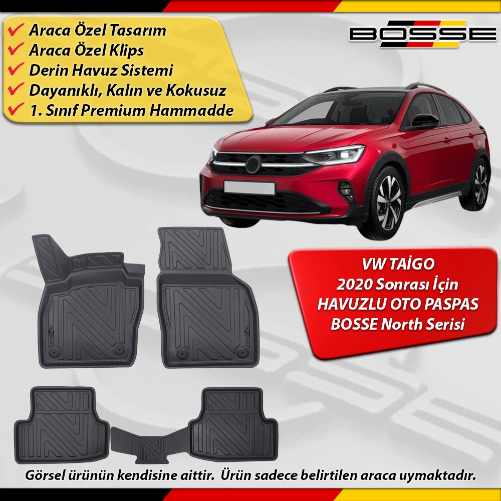 VW Taigo Paspas Araca Özel 2020 Ve Sonrası Derin Havuzlu BOSSE North Serisi