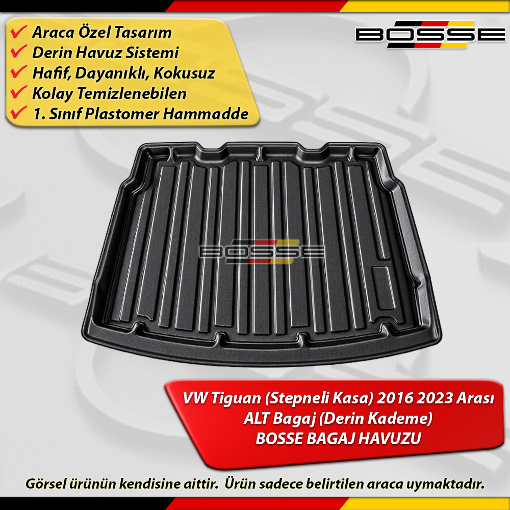VW Tiguan Bagaj Havuzu ALT BAGAJ (Derin Kademe) Stepneli Kasa İçin 2016 2023 Arası BOSSE